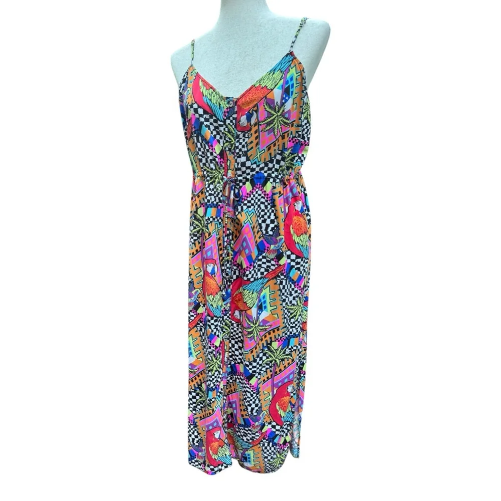 Mara Hoffman Swim Collection Parrot Print Midi Dress Size M – Tropical Festival - Picture 3 of 12